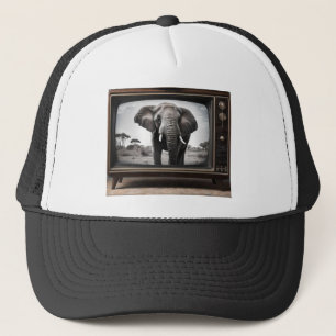 African Elephant On Analogue Television, Trucker Hat