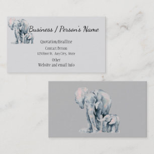 African Elephant Parent and Child Animal Custom Business Card