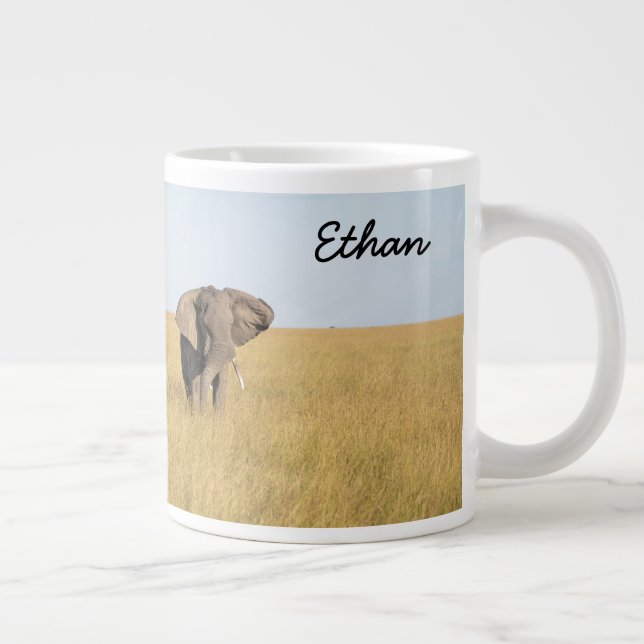 African Elephant Personalize Name Seriously Large Coffee Mug (Right)