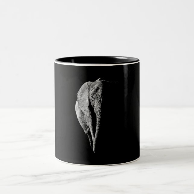 African Elephant Portrait Two-Tone Coffee Mug (Center)