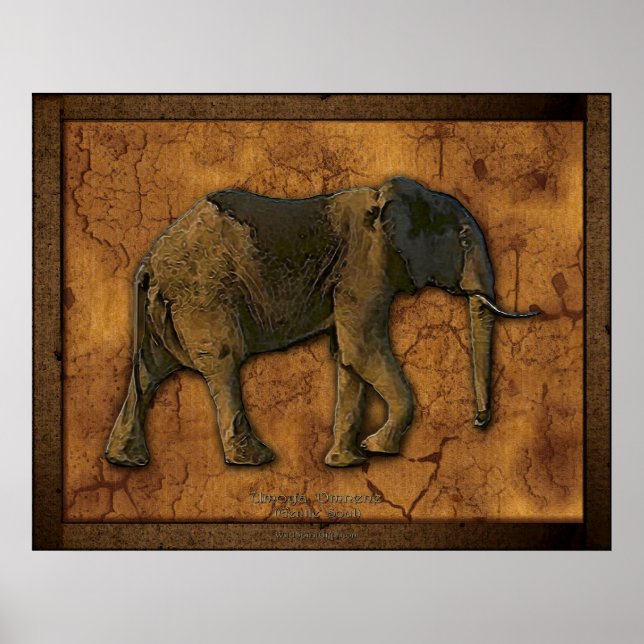 African Elephant Rustic Art Print (Front)