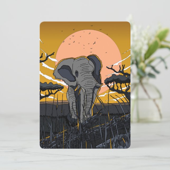 African Elephant Save The Date (Standing Front)