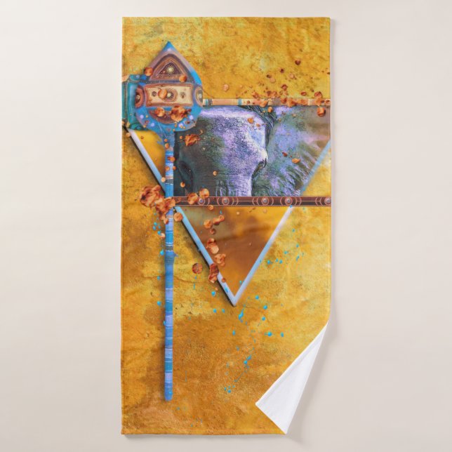 African Elephant Shield ”THE MIGHTY TRIBE" Bath Towel (Bath Towel)