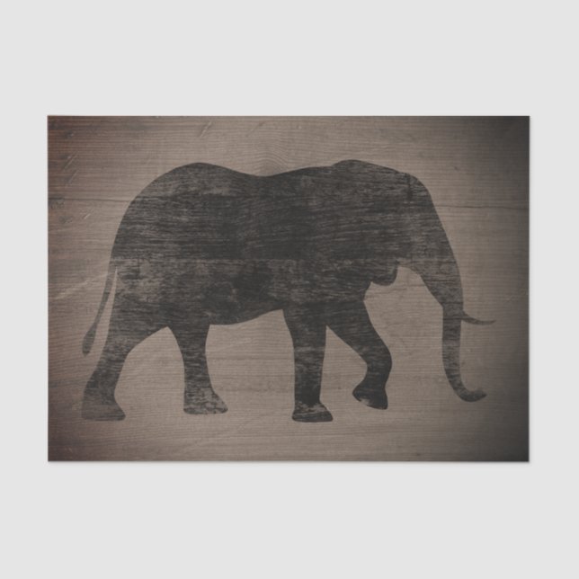 African Elephant Silhouette Rustic Style Tissue Paper (Front)