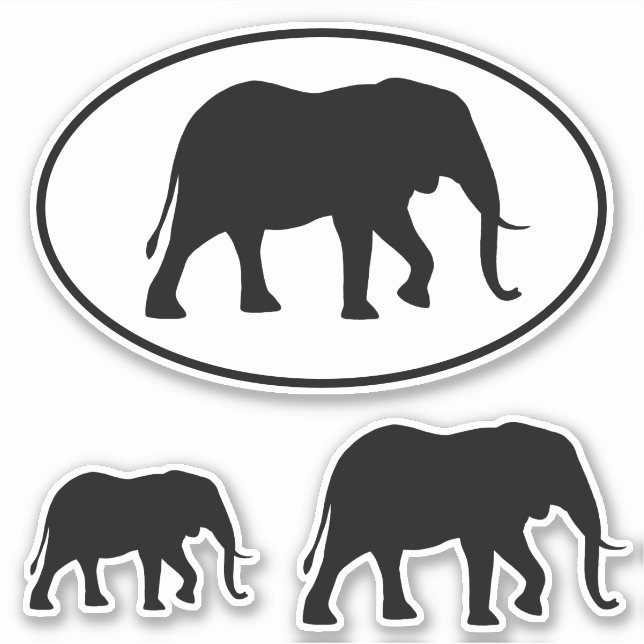 African Elephant Silhouettes Vinyl Sticker Set (Front)
