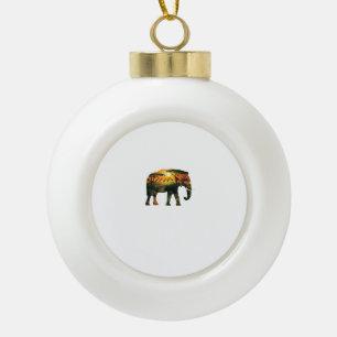 African Elephant Sunset Safari Nature Lovers Shirt Ceramic Ball Christmas Ornament