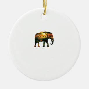 African Elephant Sunset Safari Nature Lovers Shirt Ceramic Ornament