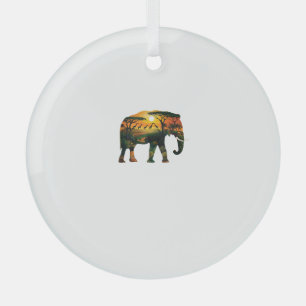 African Elephant Sunset Safari Nature Lovers Shirt Glass Ornament