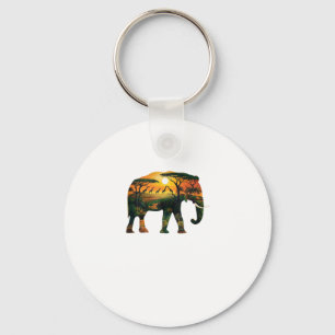 African Elephant Sunset Safari Nature Lovers Shirt Keychain