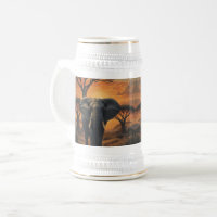 African Elephant Sunset Wildlife Art