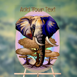 African Elephant Surreal Portrait  Acrylic Sign