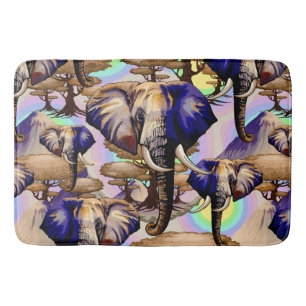 African Elephant Surreal Portrait Bath Mat