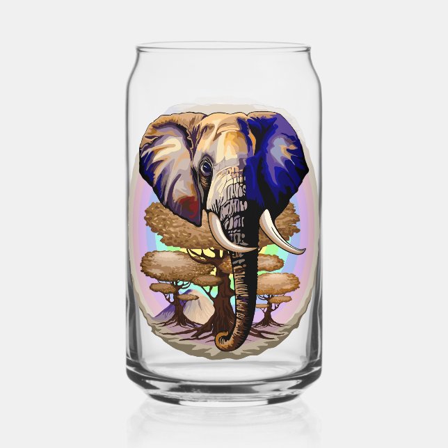 African Elephant Surreal Portrait  Can Glass (Front)