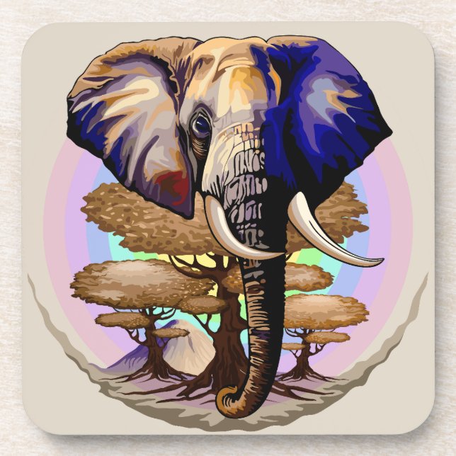 African Elephant Surreal Portrait  Coaster (Front)