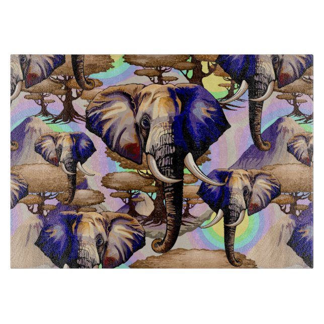 African Elephant Surreal Portrait  Cutting Board (Front)