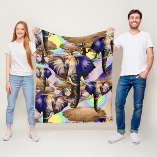 African Elephant Surreal Portrait Fleece Blanket