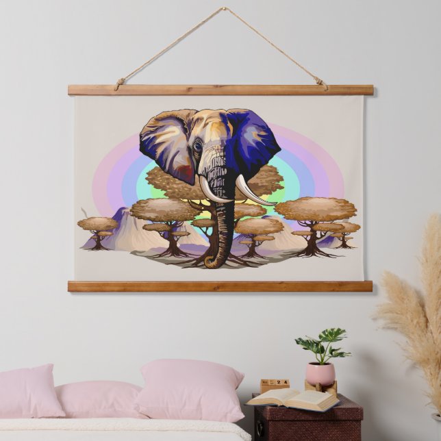 African Elephant Surreal Portrait  Hanging Tapestry (Bedroom)