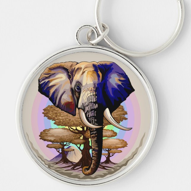 African Elephant Surreal Portrait  Keychain (Front)