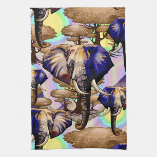 African Elephant Surreal Portrait  Kitchen Towel
