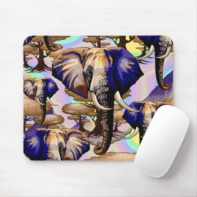 African Elephant Surreal Portrait  Mouse Pad (With Mouse)