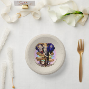 African Elephant Surreal Portrait  Paper Plate