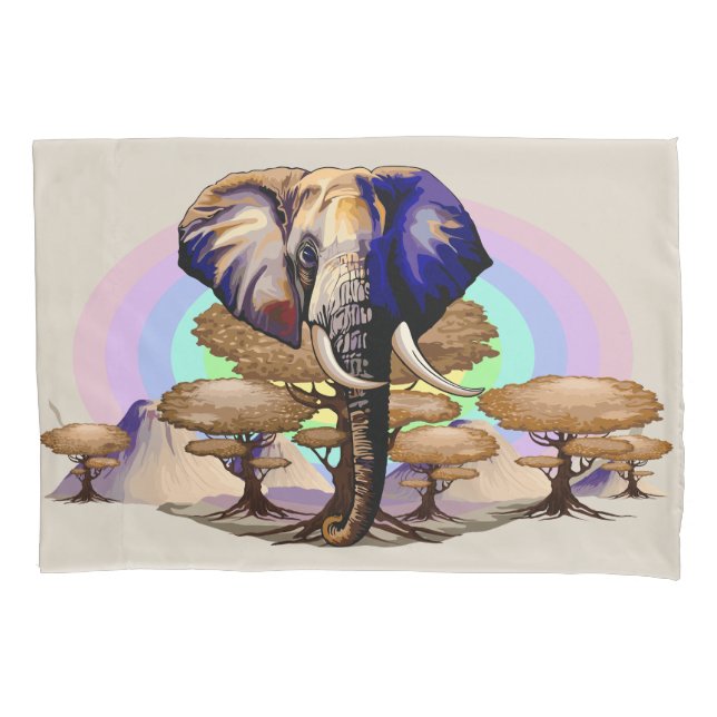 African Elephant Surreal Portrait  Pillowcase (Front)