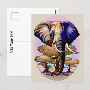 African Elephant Surreal Portrait Postcard