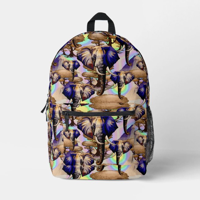 African Elephant Surreal Portrait  Printed Backpack (Front)