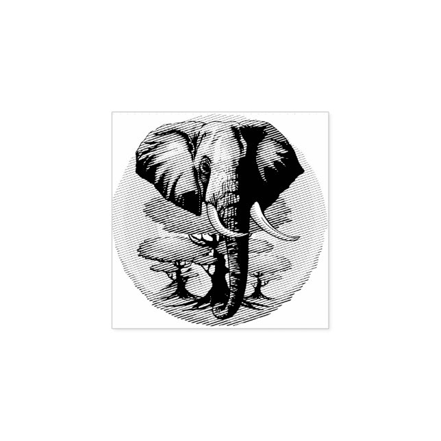 African Elephant Surreal Portrait  Rubber Stamp (Imprint)