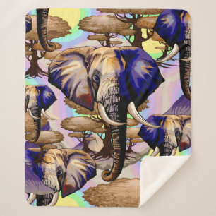 African Elephant Surreal Portrait Sherpa Blanket