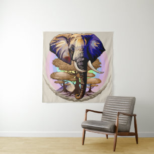 African Elephant Surreal Portrait  Tapestry