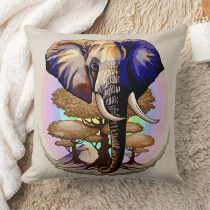 African Elephant Surreal Portrait  Throw Pillow