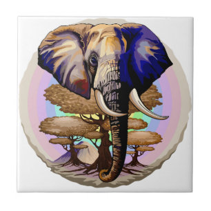 African Elephant Surreal Portrait  Tile