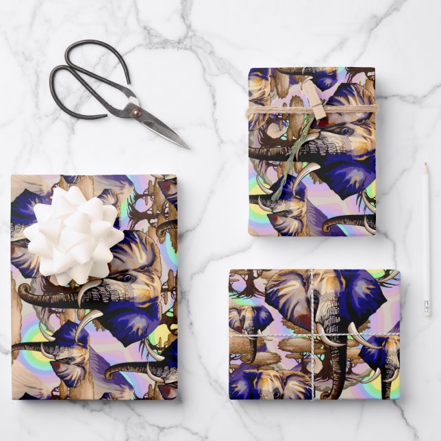 African Elephant Surreal Portrait  Wrapping Paper Sheet (Front)