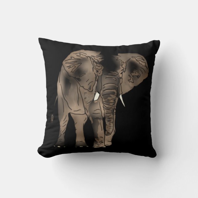 African Elephant Throw Pillow (Front)