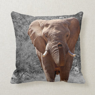 African Elephant Throw Pillow