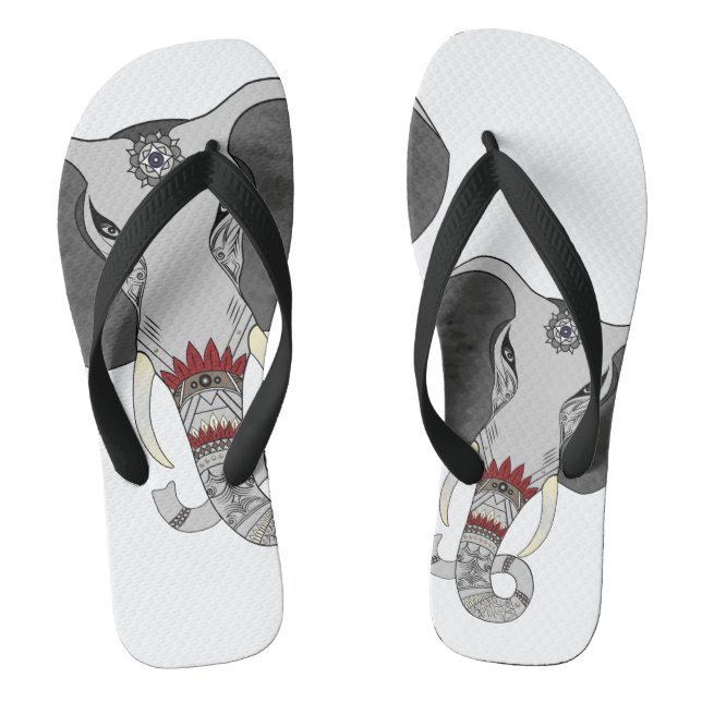 African-Elephant-Tribal Flip Flops (Footbed)