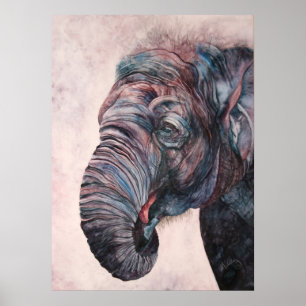 African Elephant Watercolor Canvas Print