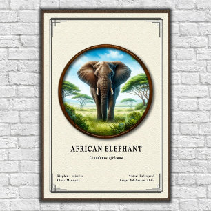 African Elephant Zoology Series Poster