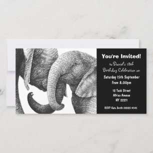 African Elephants Birthday Invitation Photo Card