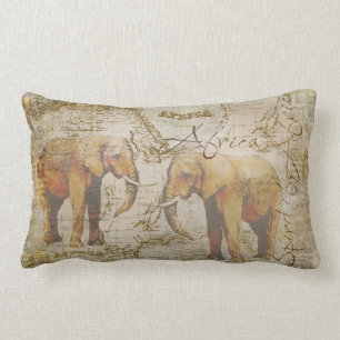 African Elephants Lumbar Pillow