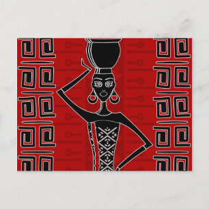 African Ethic Ornament Black and red N1 Postcard