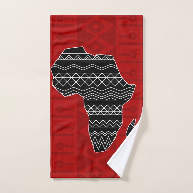 African Ethic Ornament Black and red N9 Bath Towel Set (Hand Towel)