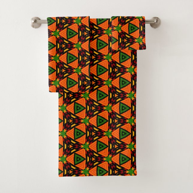 African Ethnic Ankara Pattern Bath Towel Set (Insitu)