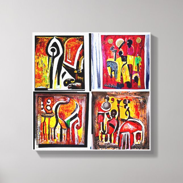 African Ethnic Art Abstract Painting Canvas Print (Front)