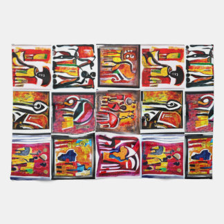 African Ethnic Art Abstract Painting Kitchen Towel