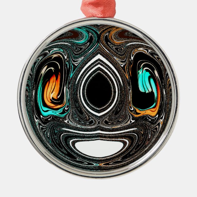 African Ethnic Doodle Zebra textured Art Print Metal Ornament (Front)