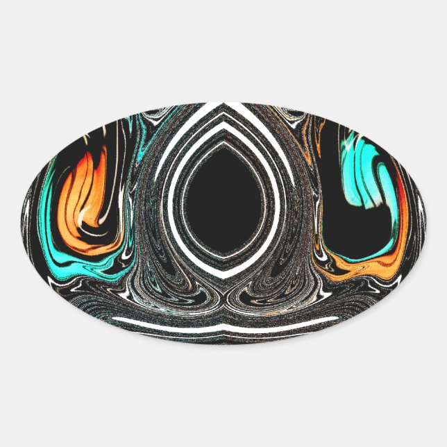 African Ethnic Doodle Zebra textured Art Print Oval Sticker (Front)