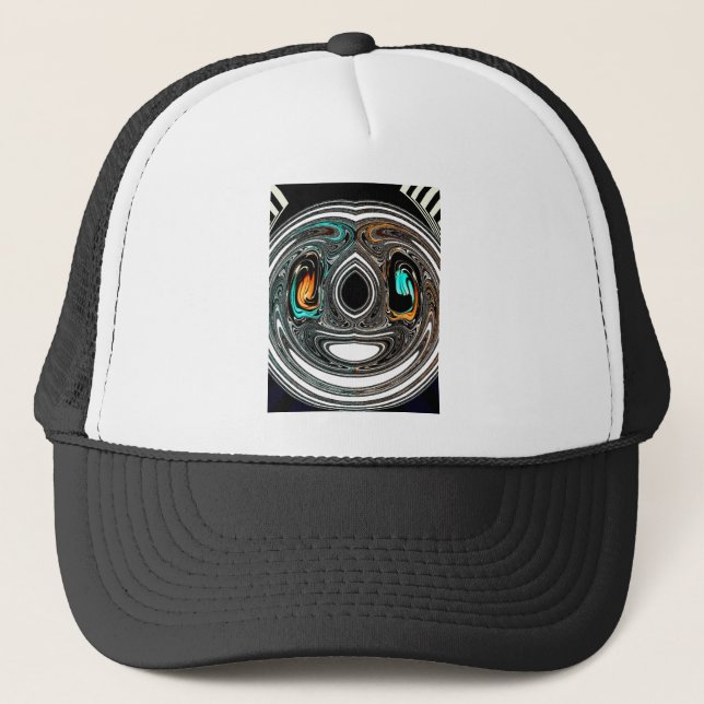 African Ethnic Doodle Zebra textured Art Print Trucker Hat (Front)