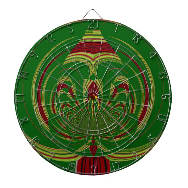 African Ethnic Green Floral Motif Pattern Design Dartboard (Front)